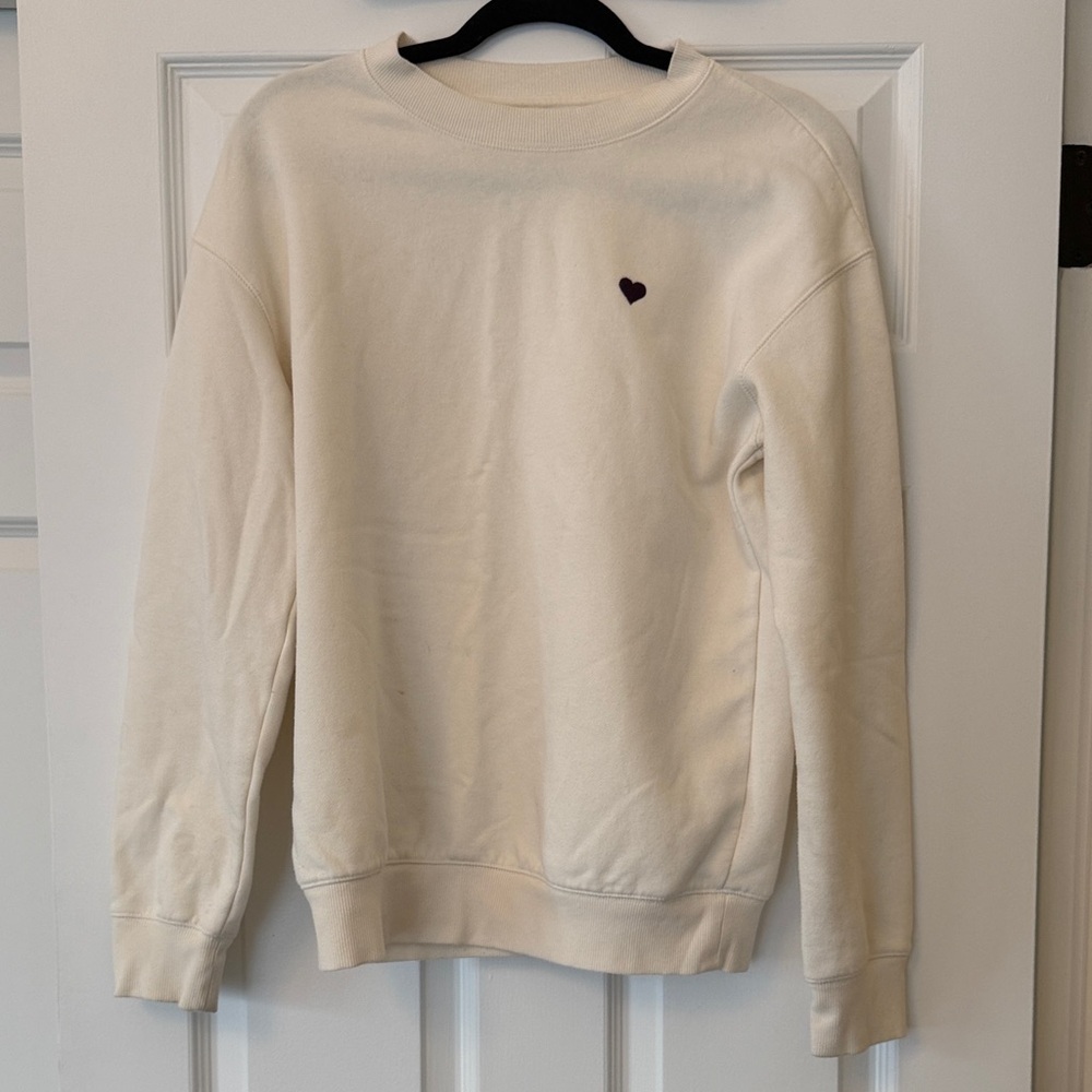 Goodfellow & Co Cream Crewneck Sweater with Heart Detail